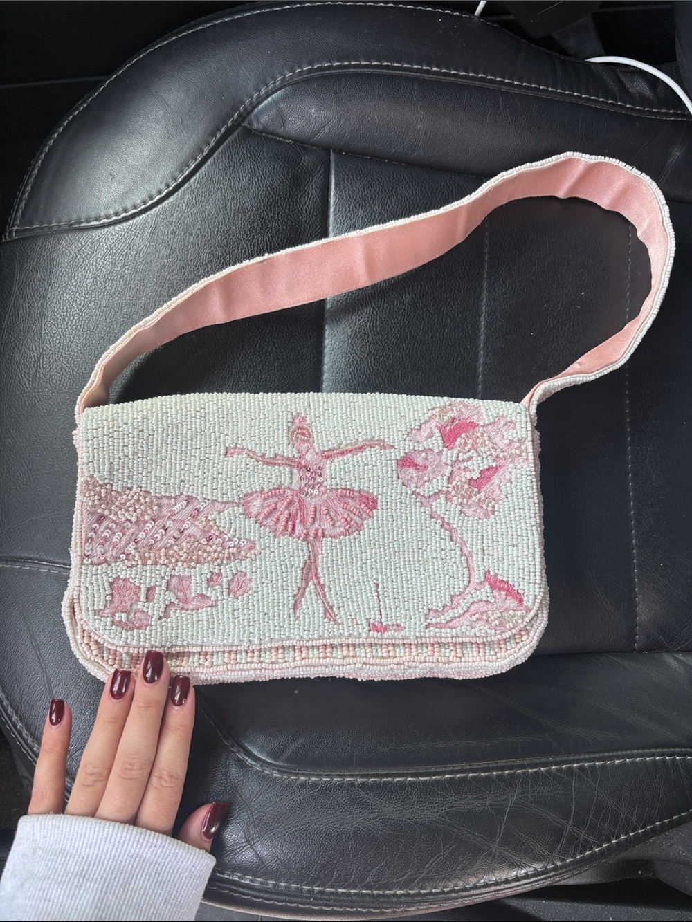 Pink Beaded Ballet Swan Bag